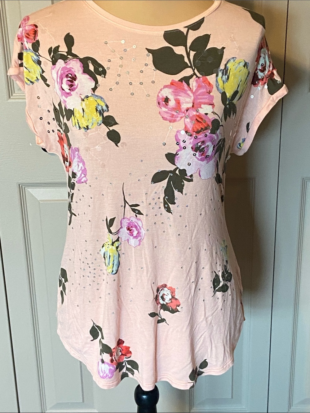 Apt. 9 Pink Sleeveless Floral Knit Top Women's Size XS